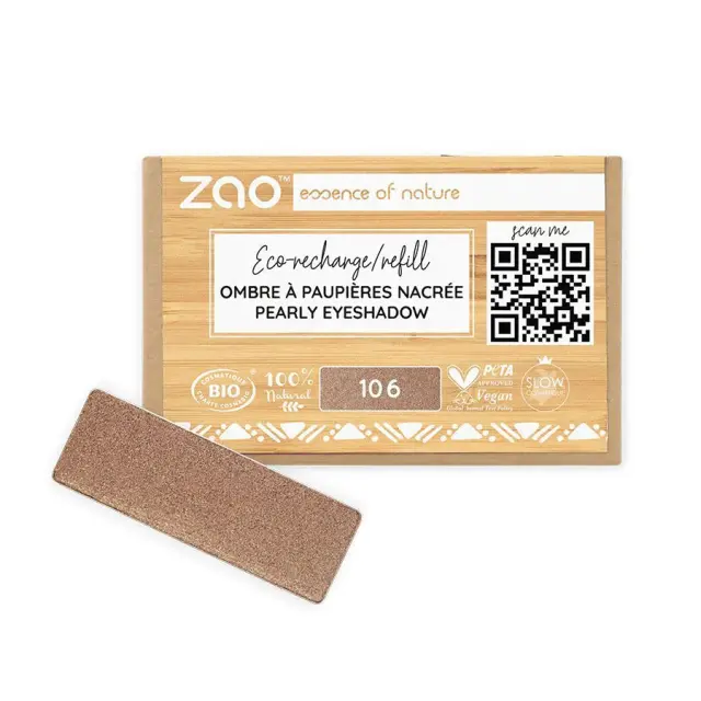 Zao Organic Eyeshadow Rectangle Pearly Refill - Βιολογική Pearly Σκιά Ματιών (Ανταλλακτικό) - Zao 106 Bronze