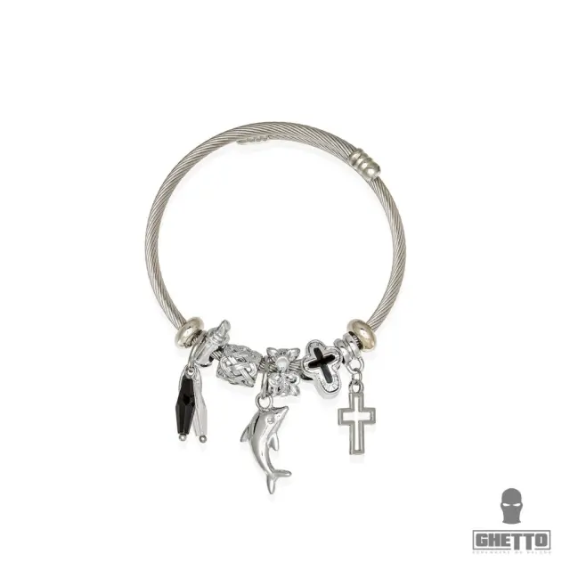 Ghetto Charm Bracelet Cross Dolphin Titanium Steel