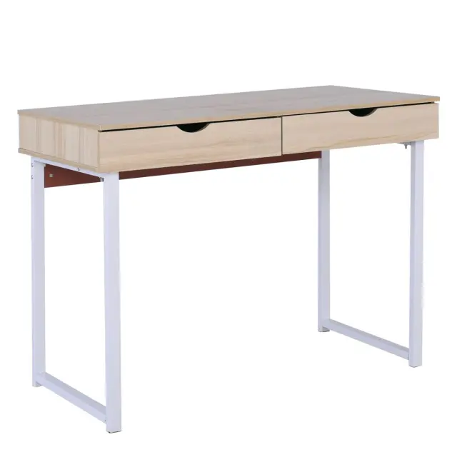 Γραφείο Λευκό/Φυσικό Μέταλλο/MDF 100x48x75cm