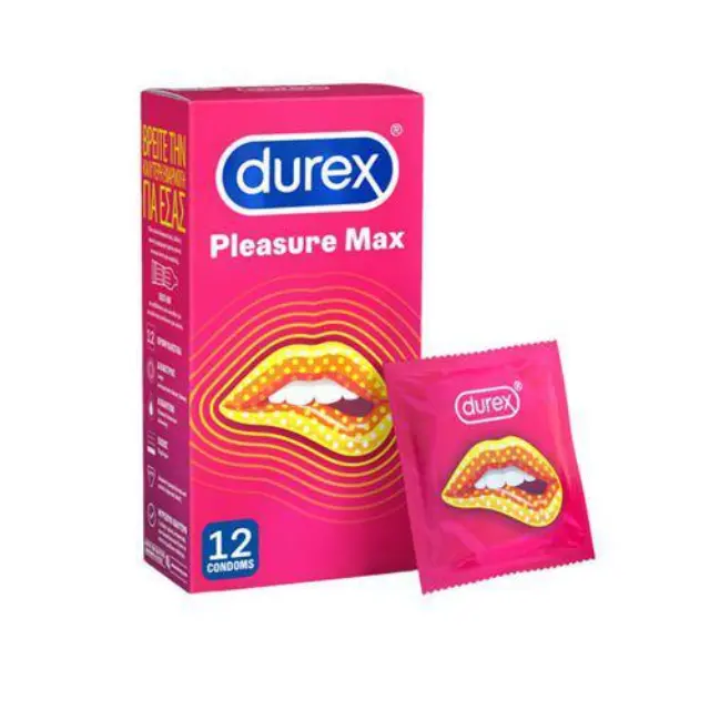 Durex Pleasuremax Προφυλακτικά με Ανάγλυφες Κουκίδες και Ραβδώσεις για Μεγαλύτερη Απόλαυση, 12τμχ