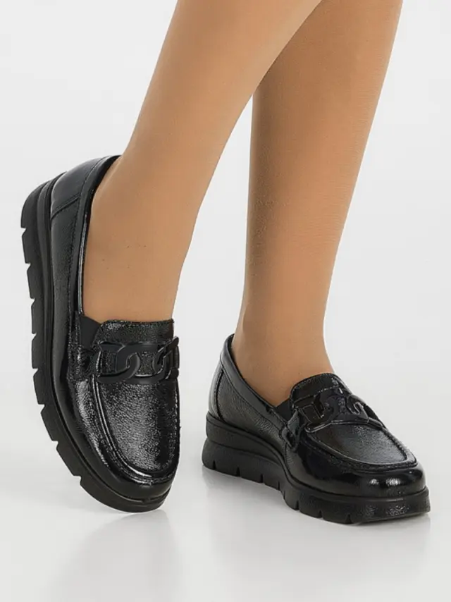 Imac Μοκασίνια-Loafers Γυναικείο δέρμα λουστρίνι Μαύρο IMA/855810 V/NERO 2