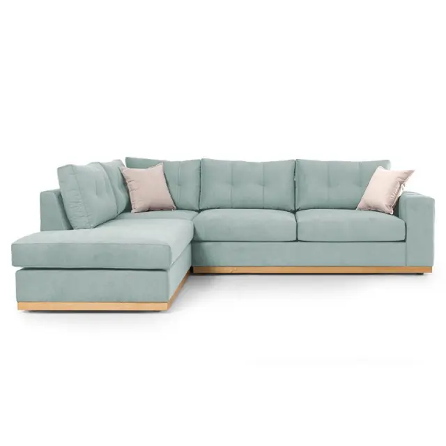 Γωνιακός καναπές δεξιά γωνία Boston pakoworld ύφασμα ciel-cream 280x225x90εκ 2