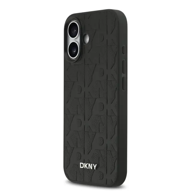 DKNY PU Leather Grid Pattern Magsafe Case for iPhone 17 Black 2