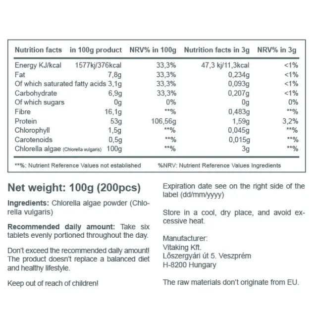 Vitaking Chlorella Blue-Green Algae - 500 Mg 3