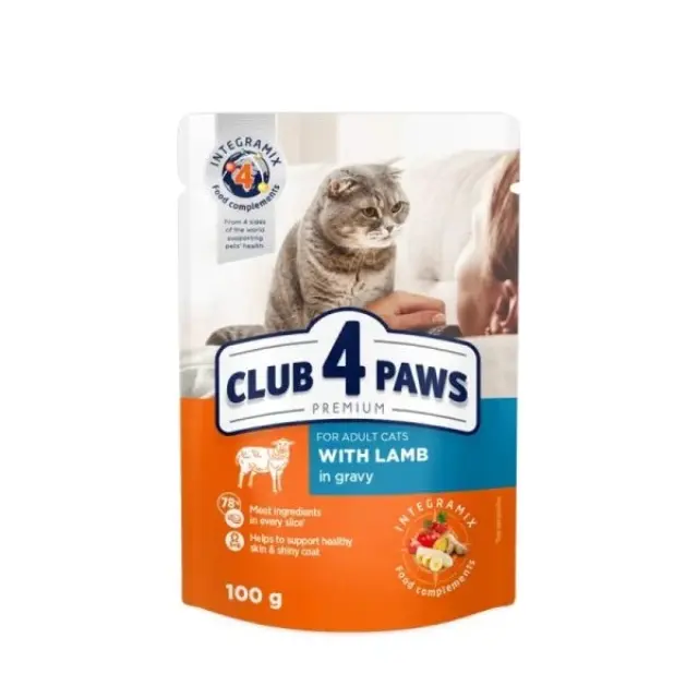 Club 4 Paws Cat Adult Φακελάκι Με Αρνί Σε Σάλτσα 85gr Μονόχρωμο