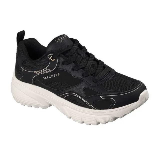 Skechers Duraleather Mesh Lace Up E'clypse Lite (190225-BLK) - Λευκό-Μαύρο 3