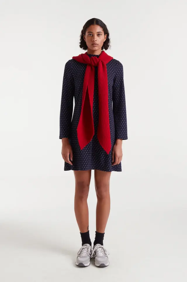 COMPANIA FANTASTICA KNITTED MINI DRESS (54C/12122 NAVY BLUE) - L