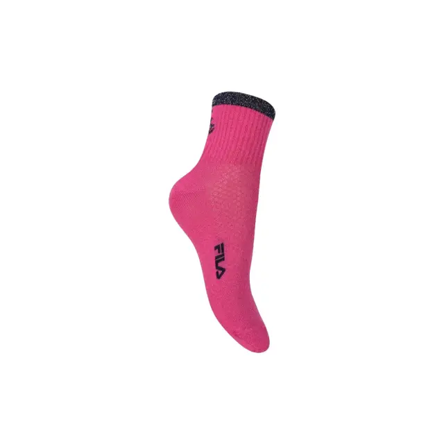 FILA Γυναικείες Κάλτσες Quarter Socks - 3 Ζεύγη, Χρώμα Μαύρο-Λιλά-Φούξια 2