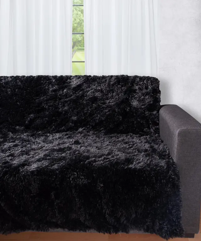 Διακοσμητικό μαλλιαρό ριχτάρι 5336 (145cm x 195cm) μαύρο - -