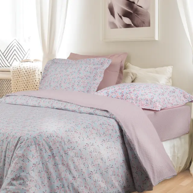 Σετ Σεντόνια 240x260 Υπέρδιπλα Happy Das Home 9695 Blue-Pink 100% βαμβακερόΧωρίς Λάστιχο