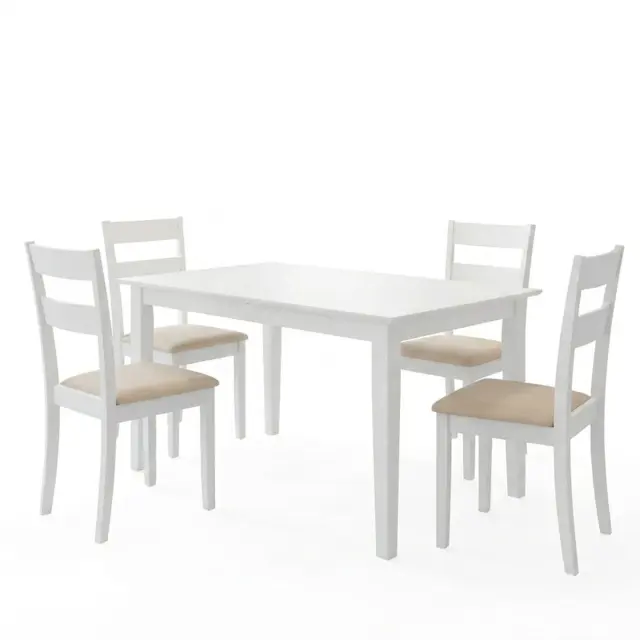 Τραπεζαρία Dallan Mabor pakoworld 5τεμ λευκό rubberwood 120-150x80x73,8εκ 2