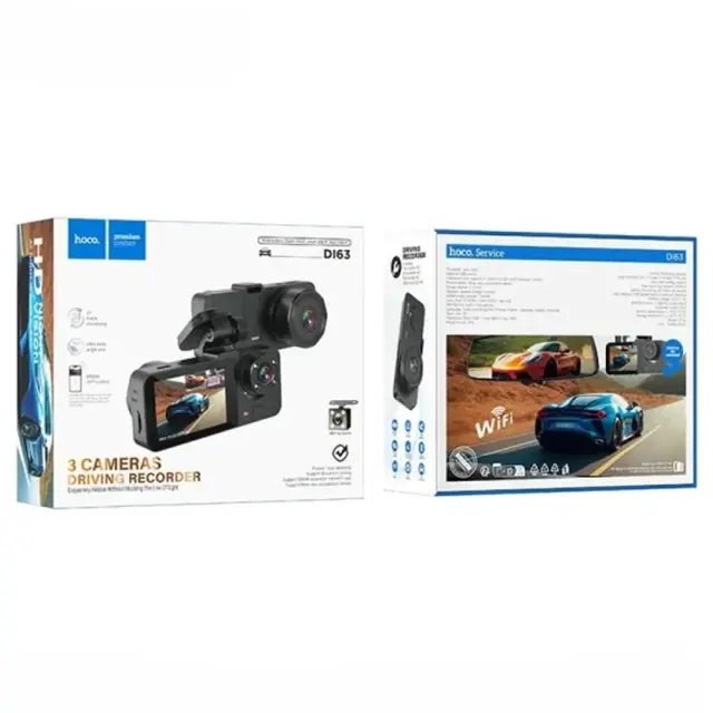Καταγραφική Κάμερα Αυτοκινήτου Hoco DI63 Universe 720p HD 150mAh Ultra Wide Γωνία Λήψης 145° 2" Οθόνη με Ταυτόχρονη Καταγραφή απο 3 Κάμερες 2