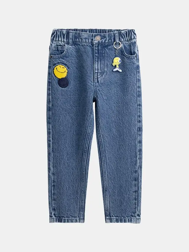 Παιδικό Παντελόνι Τζιν για Αγόρια Smiley Patch ΜΠΛΕ