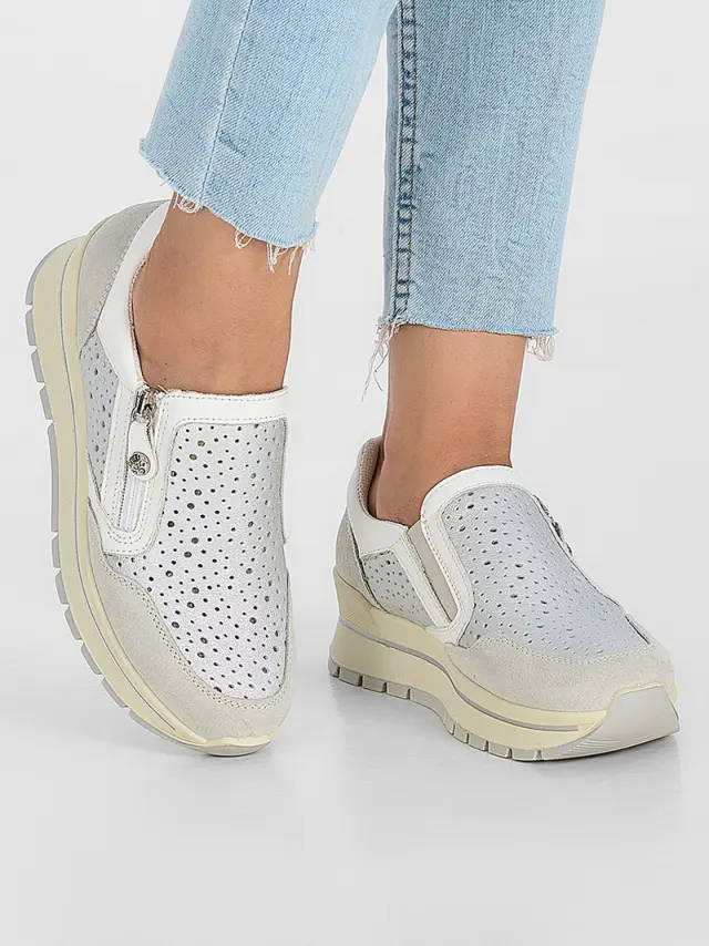 Imac Sneakers Γυναικείο δέρμα/δέρμα Nubuck Ασημί IMA/557040 ARGENTO 2