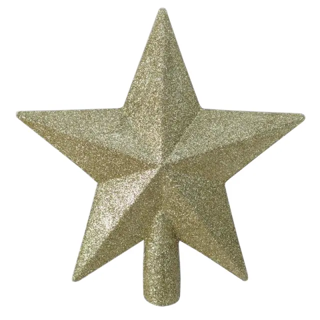 Κορυφή Δέντρου Αστέρι Με Glitter Σαμπανί 20cm