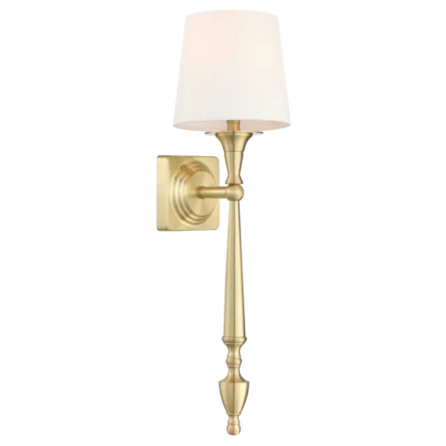 Sconce Austin W01289BR-WH ορειχάλκινο με λευκό καπέλο – κομψό και αρμονικό φωτιστικό τοίχου Ορείχαλκος