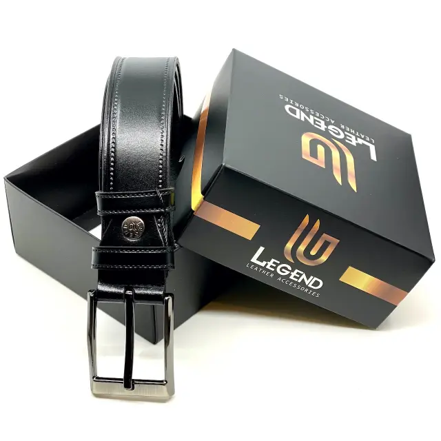 Μαύρη Δερμάτινη Ζώνη Full Grain 3,5 cm 2