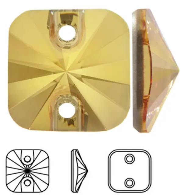 Swarovski 3201 Rivoli Square Sew-On Crystal Metallic Sunshine 12mm - 2τεμ