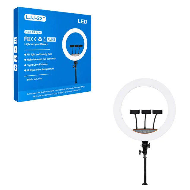 LED Ring Light 22" με 3 Βάσεις Κινητού LJJ-22 - LED Ring Light 22" with 3 Phone Holders 030256