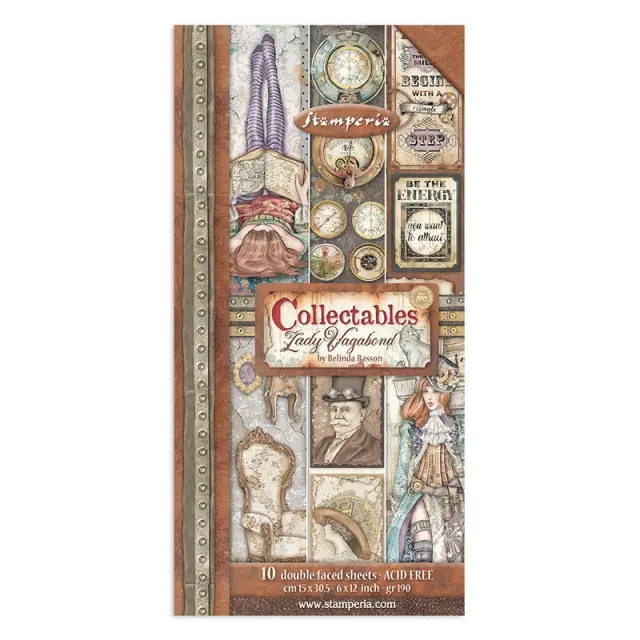 Χαρτιά scrapbooking Stamperia 10τεμ διπλής όψης, 15x30,5cm, Lady Vagabond Lifestyle