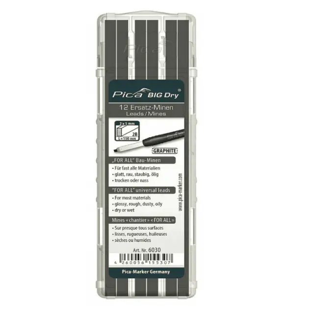 Pica 6030 - 12 Μύτες Μολυβιού Big Dry Refill Leads Πάχους 5mm