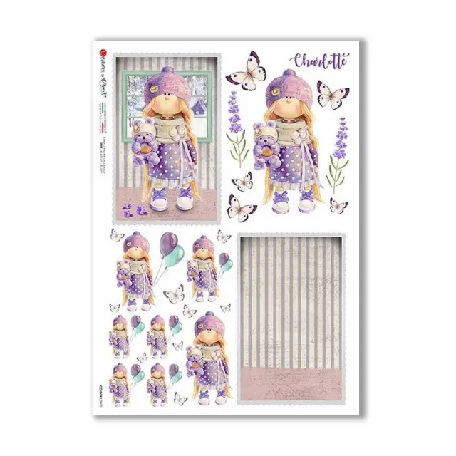 Ριζόχαρτο PaperD για Decoupage, Κορίτσι με αρκουδάκι, 32x45cm, COUNTRY_0070