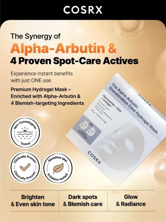 COSRX The Alpha-Arbutin Discoloration Care Hydrogel Mask- Μάσκα υδρογέλης με Άλφα-Αρβουτίνη 3