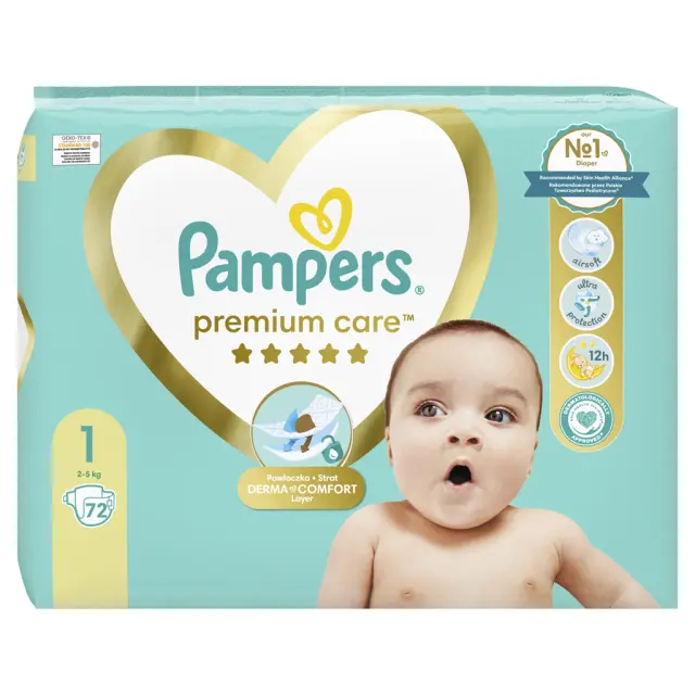 Pampers Premium Care Newborn No.1 (2-5kg), Βρεφικές Πάνες No 1, 72τεμ 2