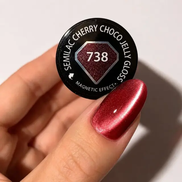 Semilac Ημιμόνιμο Βερνίκι 738 Cherry Choco Jelly Gloss 7ml 2
