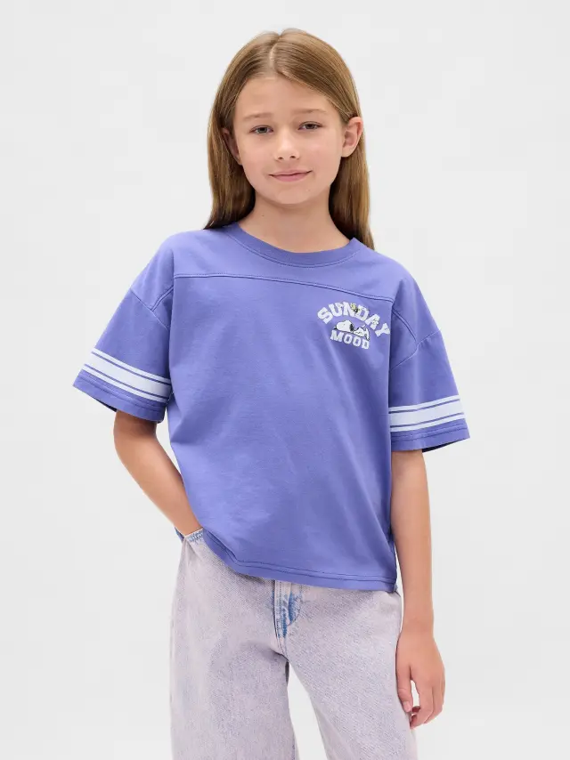 Παιδική Oversized Μπλούζα με Σχέδια Blue Iris