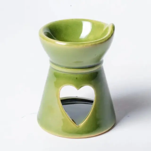 Αρωματικός Κεραμικός Καυστήρας (Oil Burner) με σχέδιο Heart σε Πράσινο χρώμα