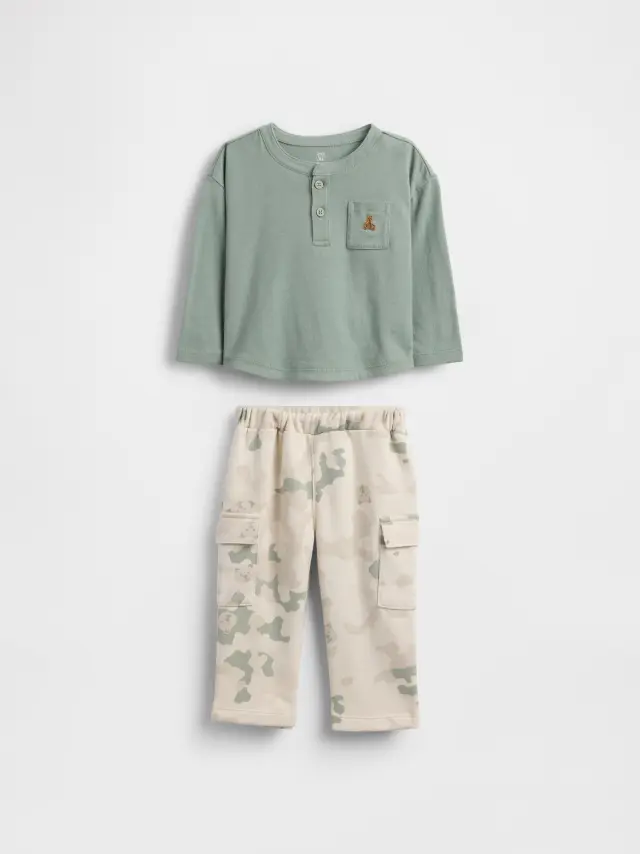 Βρεφικό Σύνολο Σετ με Henley Μπλούζα Camo