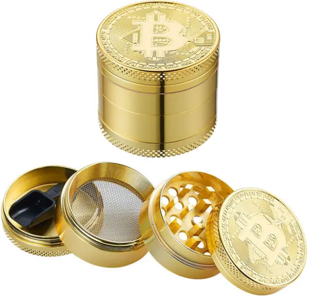 Grinder Τρίφτης Μεταλλικός Champ Bitcoin Gold 40mm - 4 Parts