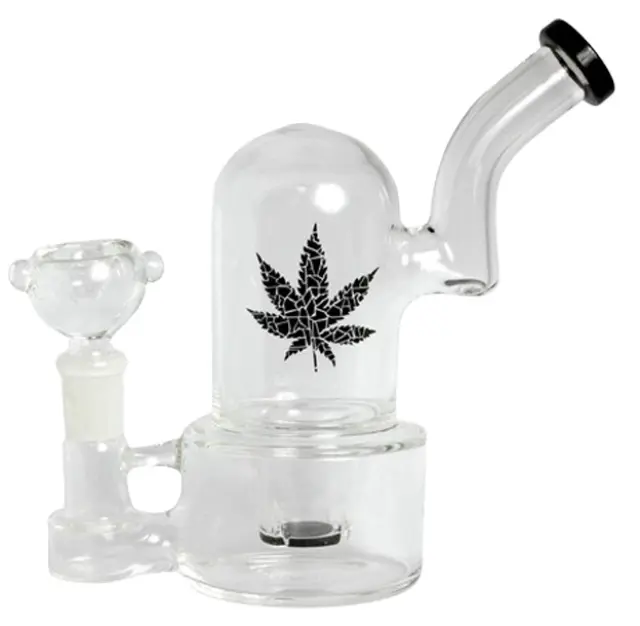Γυάλινο Bong Dome Rig - Leaf Black 16cm