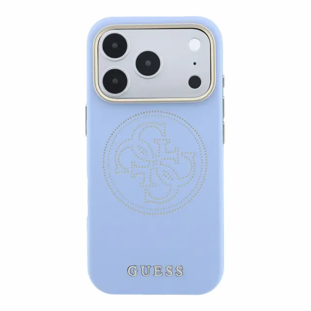 Guess PU Semi Wrap Perforated 4G Logo MagSafe Case for iPhone 18 Pro Blue 3