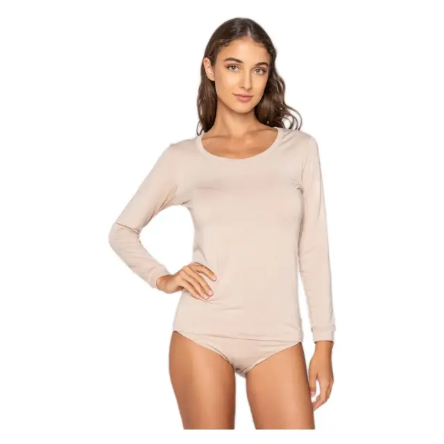 Luna Γυναικείο T-shirt Μακρύ Μανίκι Micro Touch Comfort, Χρώμα Μπεζ
