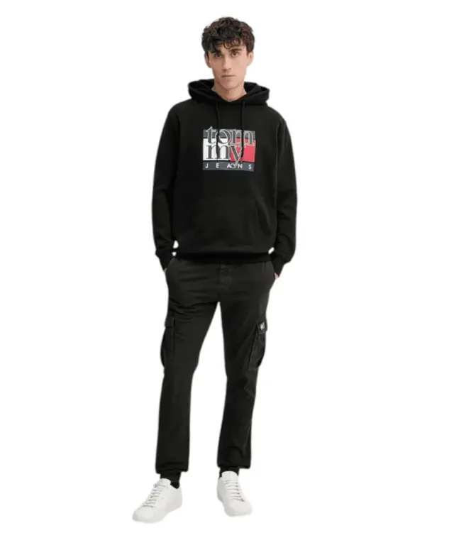 Tommy Hilfiger - Ανδρικό Φούτερ με Κουκούλα Regular Fit DM0DM22092-BDS Μαύρο 3
