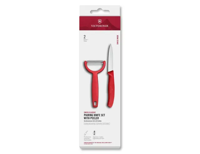 Σετ Μαχαίρια Γενικής Χρήσης & Αποφλοιωτής Victorinox Swiss Classic με μήκος λεπίδας 8cm - Red - 2 τεμάχια6.7111.22C1 2