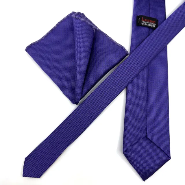 Μωβ Γραβάτα Oxford 6,5 cm με Ασορτί Μαντήλι 3