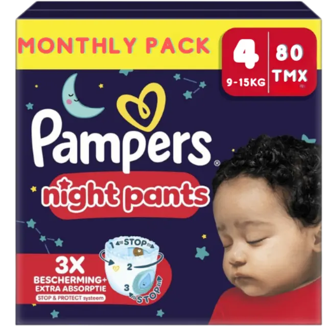 Pampers Night Pants Monthly Pack+ no4 9-15kg (2×40) 80 τμχ
