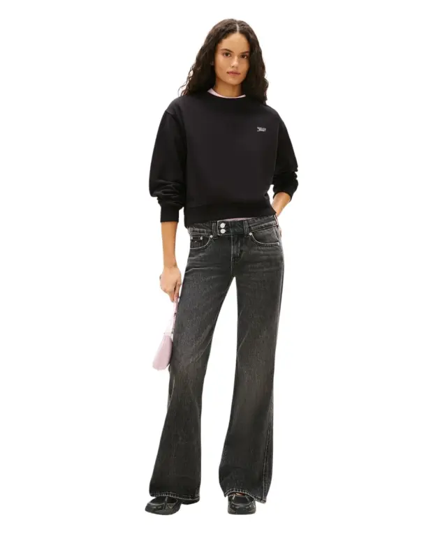 Tommy Hilfiger - Γυναικείο Φούτερ Rlx Sh Silver Script Crew Relaxed Fit DW0DW22985-BDS Μαύρο 3