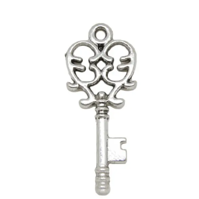 Μεταλλικό Κλειδάκι - 33x14mm - Antique Silver - 10τεμ