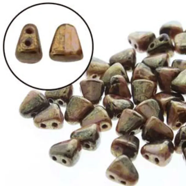 Χάντρα Nib Bit 6x5mm - Black/White Bronze Luster ~10gr