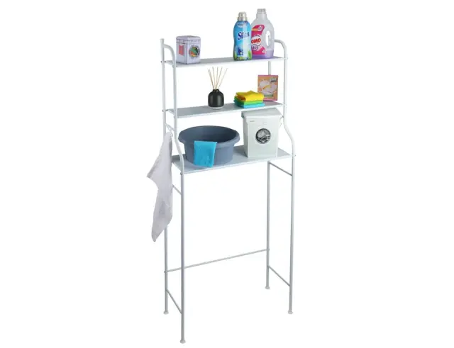 Επιδαπέδια ραφιέρα μπάνιου Bathroom Solutions μεταλλική, με 3 ράφια και διαστάσεις 65x25x155cm - Λευκό DD1000890 2