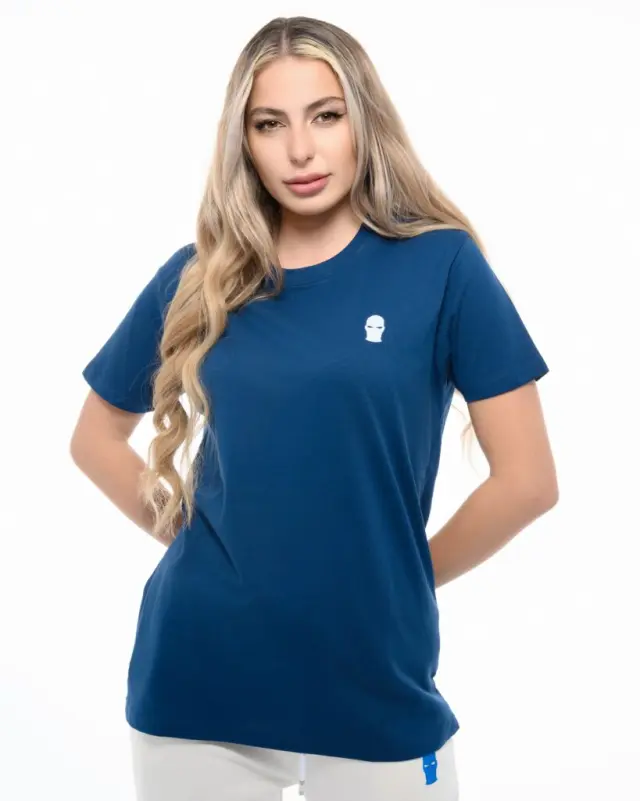 Ghetto Navy Blue T-Shirt Mask White Logo | Unisex Streetwear 3