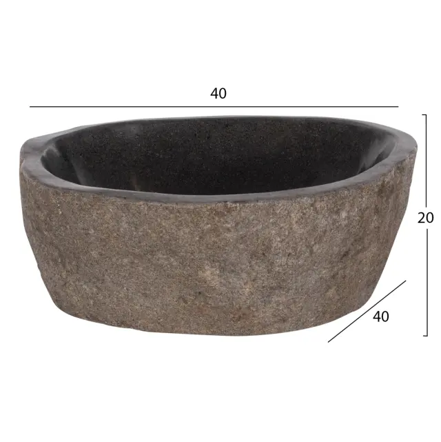 ΝΙΠΤΗΡΑΣ STONE SINK ΛΑΞΕΥΜΕΝΗ ΠΕΤΡΑ ΓΚΡΙ ΧΡΩΜΑ 40x40x20Yεκ.FB97807 2