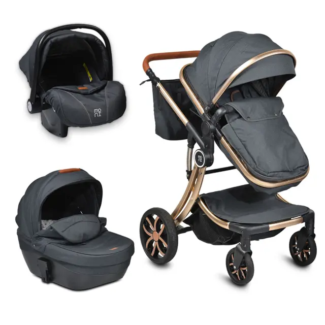 MONI - Baby stroller Polly 3 in 1 black - 3800146235505