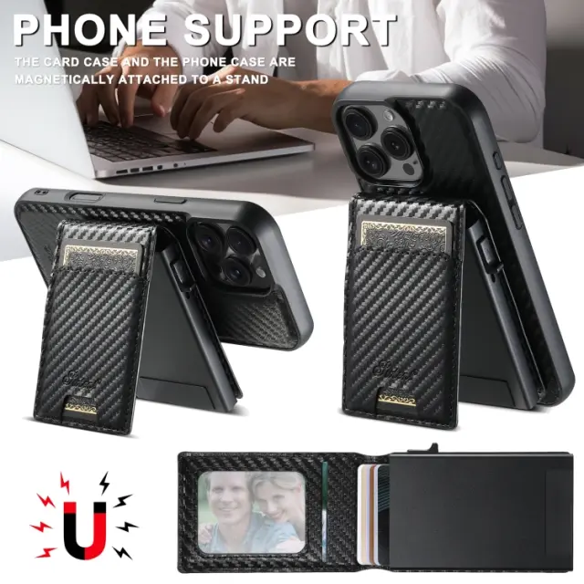 Carbon Θήκη Magsafe για iPhone 17 Pro Max/18 Pro Max με Πορτοφόλι-Black OEM 3