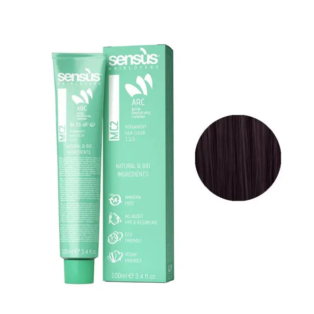 Sensus MC2 Permanent Hair Color 3.7 Dark Purple Brown 100ml - (μόνιμη βαφή χωρίς αμμωνία καστανό σκούρο βιολέ)