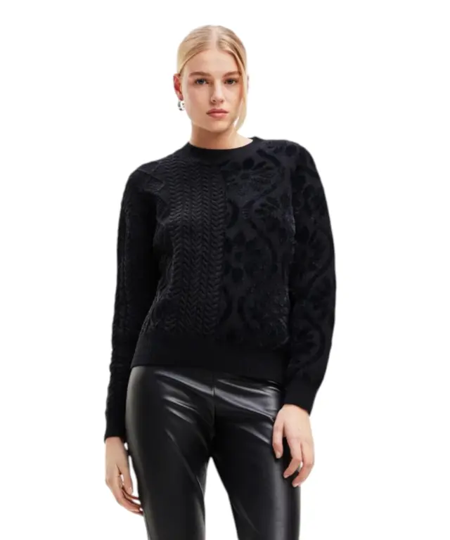 Desigual - Γυναικείο Πλεκτό Zιβάγκο Shasa Loose Fit 23WWJF50-2000 Μαύρο - XL